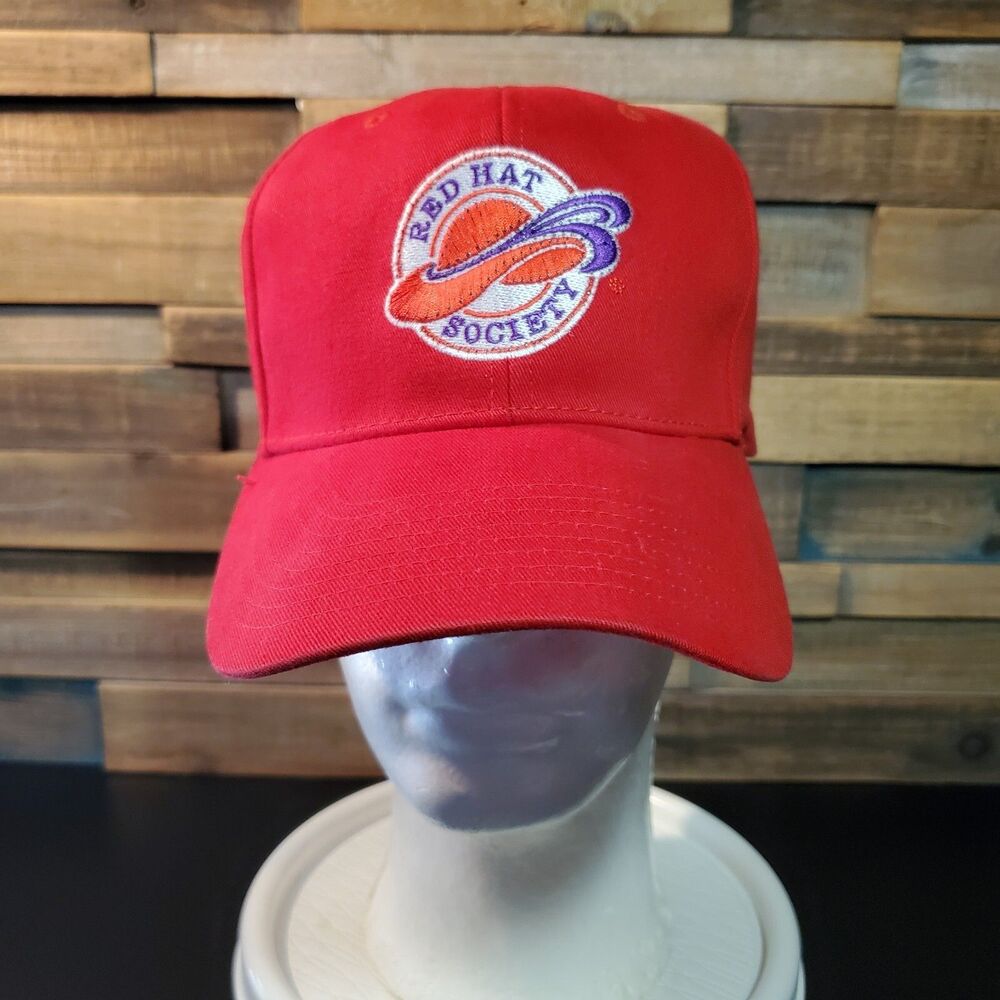 Red Hat Society Light Up Baseball Cap Logo has Red White Fiber LEDs
